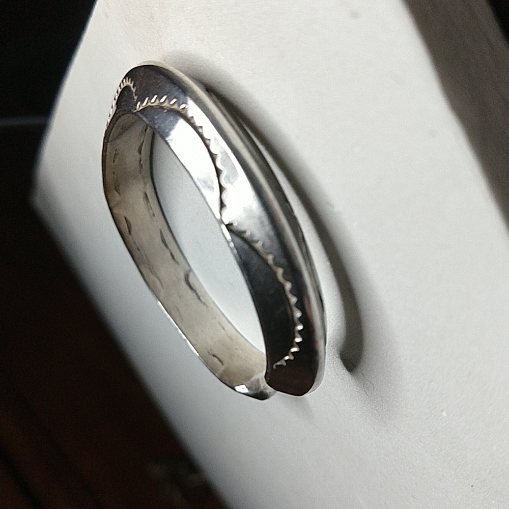 Solid Sterling Silver 925 Cuff Bracelet Native Am… - image 2